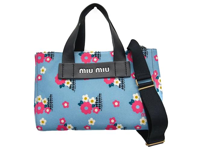 Miu Miu CANAPA FIORI 5BA085 Handbag Pink Blue Multiple colors