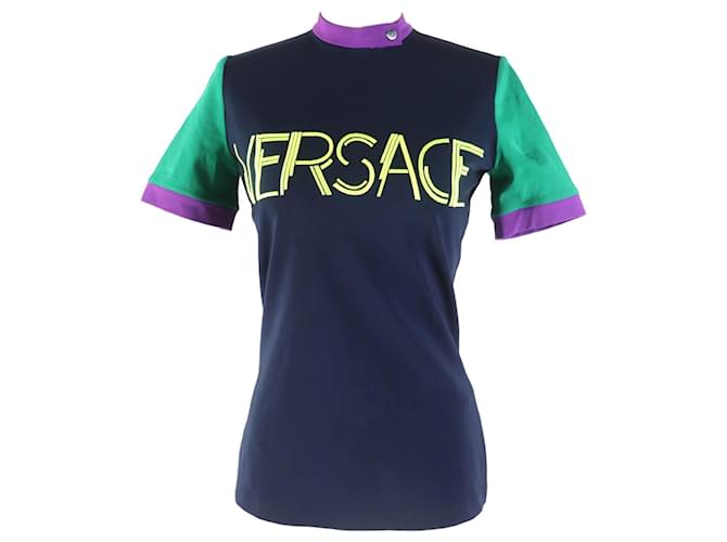 Versace Embroidered Logo Stand Neck T-Shirt Multiple colors ref