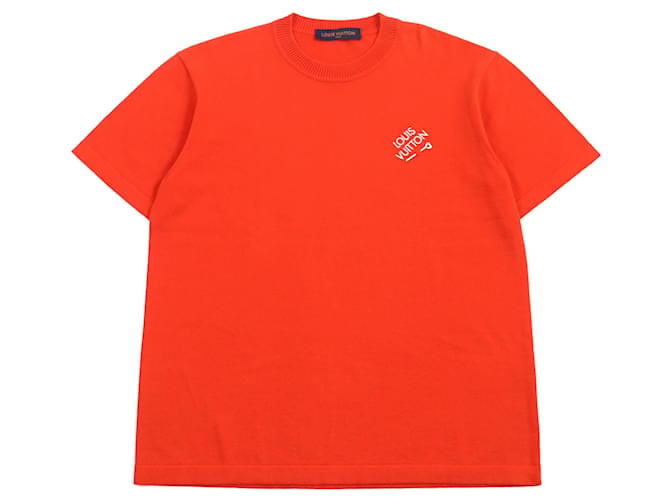 Louis Vuitton Cotton Signature Knit T-Shirt Orange L ref.JC1803871
