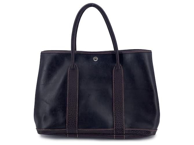 Hermès Hermes Paris Brown Amazonia Rubber Leather Garden Party MM