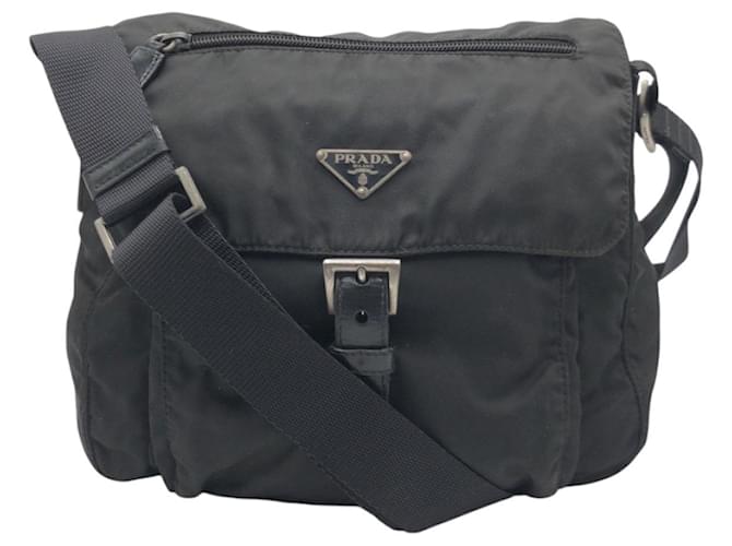 Prada Nylon Tessuto Logo Shoulder Bag Black Cloth ref.1814900