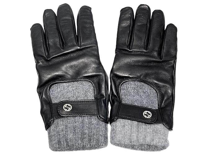 Gucci Interlocking G Leather Knit Gloves ref.1815977 - Joli Closet
