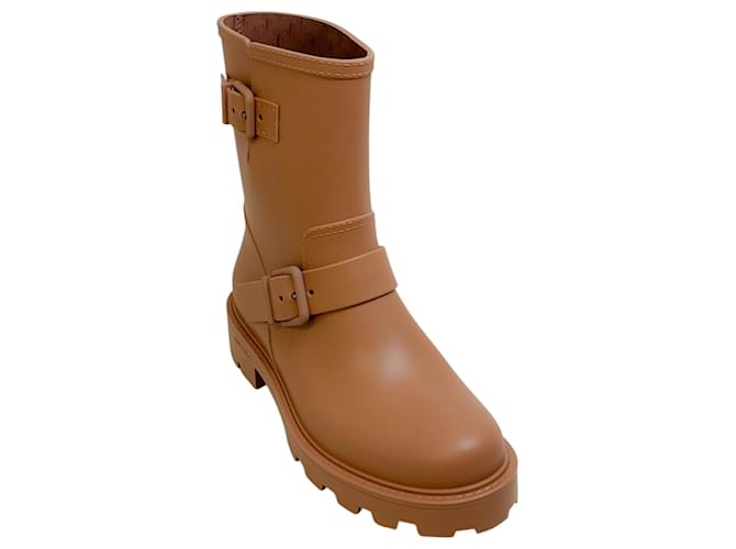 Jimmy Choo Camel Yael Biodegradable Rubber Rain Boots Beige ref