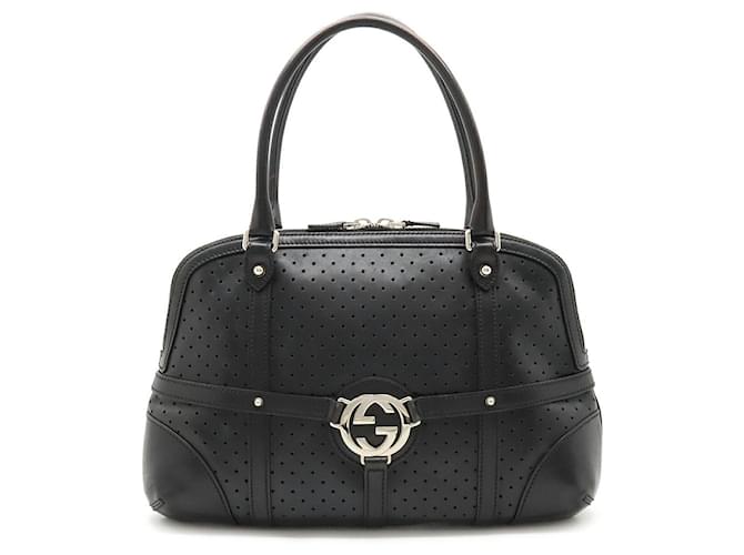 Gucci Leather Interlocking G 2way Bag 114887 Black ref.JC1820176