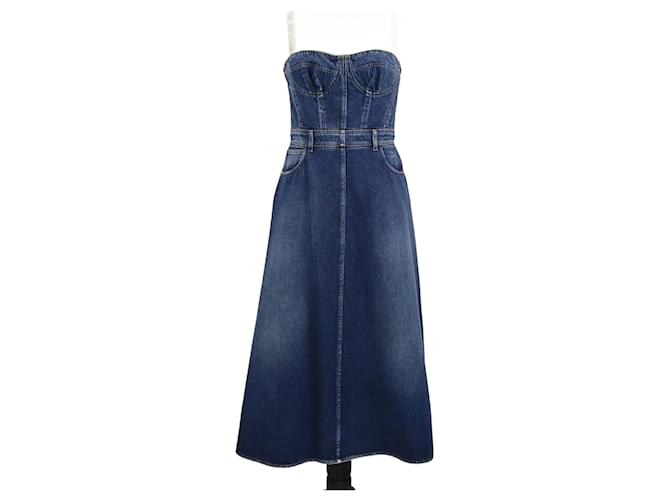 layered blue dress Royal blue crêpe dress with layered feathers on the hem main image 1
