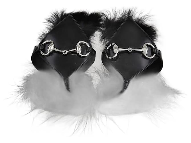 閲覧ありがとうございます！ GUCCI ブラックファーイヤーマフ Gucci Black Mariame Sandals Leather ref.JC1820958 (Sold) - Joli Closet