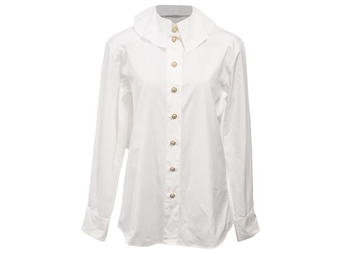 CHANEL ホワイト 長袖 ボタンダウンシャツ CHANEL ホワイト ボタンダウンシャツ 長袖
