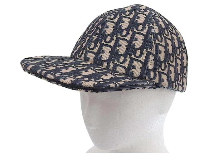 Christian Dior Dior Oblique Jacquard Cap Beige Navy Brown Cotton