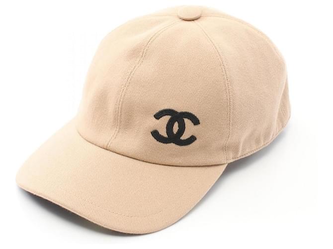 Chanel Coco Mark Cotton Cap Beige Brown ref.1827858 - Joli