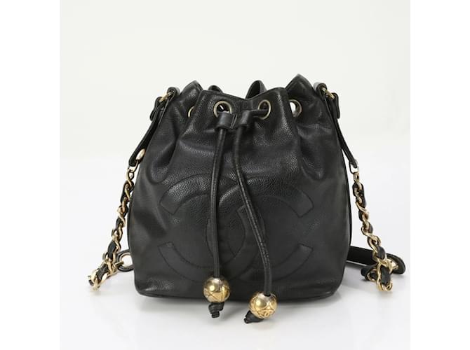 CHANEL Caviar skin COCO Mark Half Moon Chain Shoulder Bag black