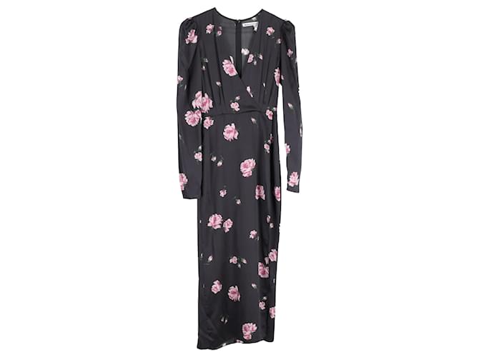 Reformation Floral Print Long Sleeve Midi Dress in Black Silk ref.1830990 - Joli Closet Reformation Floral Print Long Sleeve Midi Dress in Black Silk ref.1830990 - Joli Closet