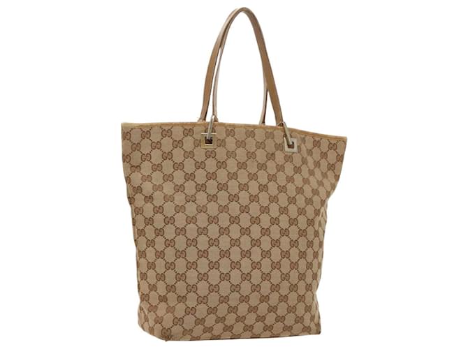 GUCCI GG Canvas Tote Bag Beige Gold 002 1098 3444 Auth fm4010