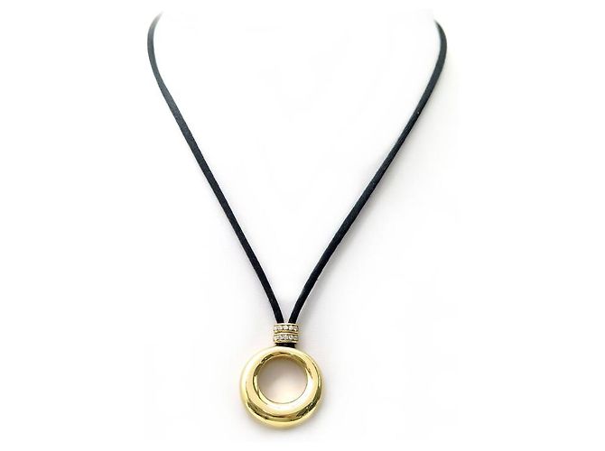 CHAUMET NECKLACE PENDANT RING GM 18K YELLOW GOLD 19GR & DIAMONDS Golden ...