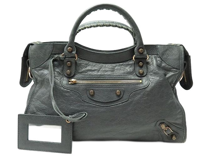 BALENCIAGA GIANT CITY 12 281770 GRAY LEATHER SHOULDER BAG Grey ref 