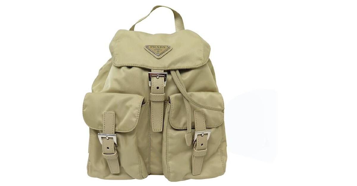 NEW PRADA BACKPACK 1BZ677 PM IN BEIGE RE NYLON CANVAS ref.1835052 Joli Closet