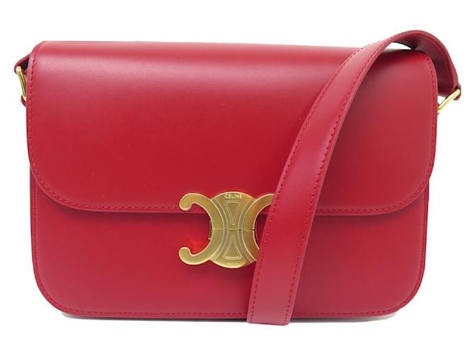Céline NEW CELINE TRIOMPHE 187363BF4 RED LEATHER SHOULDER BAG ref