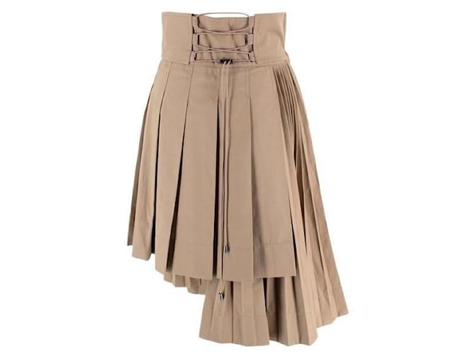 Christian Dior Dior Beige Asymmetric Pleated Skirt Cotton ref
