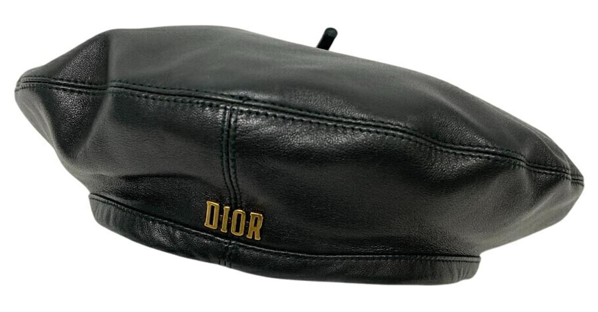 Christian Dior Black Leather Beret Joli Closet
