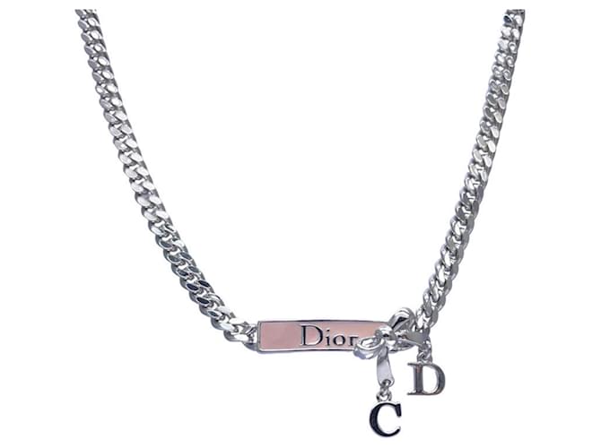 Christian Dior Vintage Choker Necklace Silvery Pink Metal