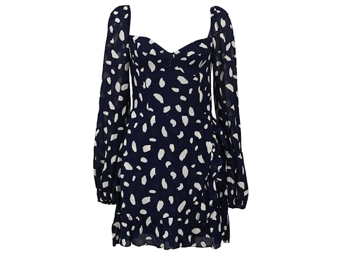 Reformation Cammi Polka-Dot Crepe Mini Dress in Navy Blue Viscose Cellulose  fibre ref.1843986 - Joli Closet