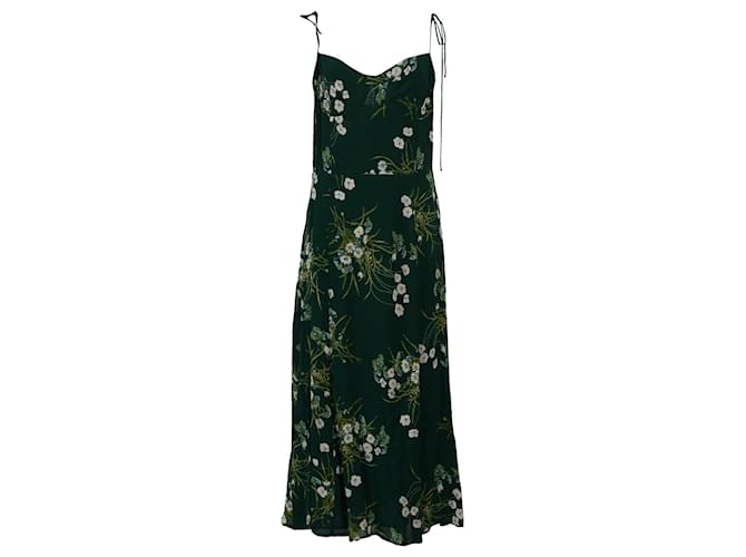 reformation green floral silk dress Reformation // Silk Floral Frankie Dress – VSP Consignment main image 1