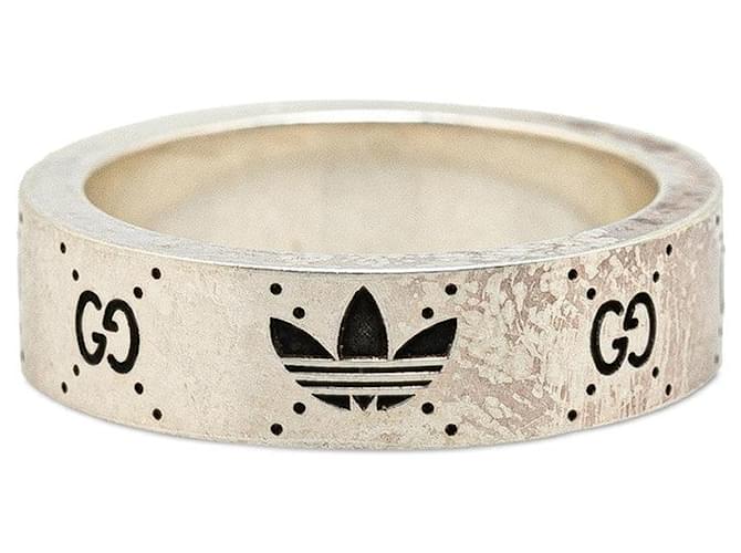Gucci x Adidas Silver Engraving Ring Silvery Metallic Metal ref