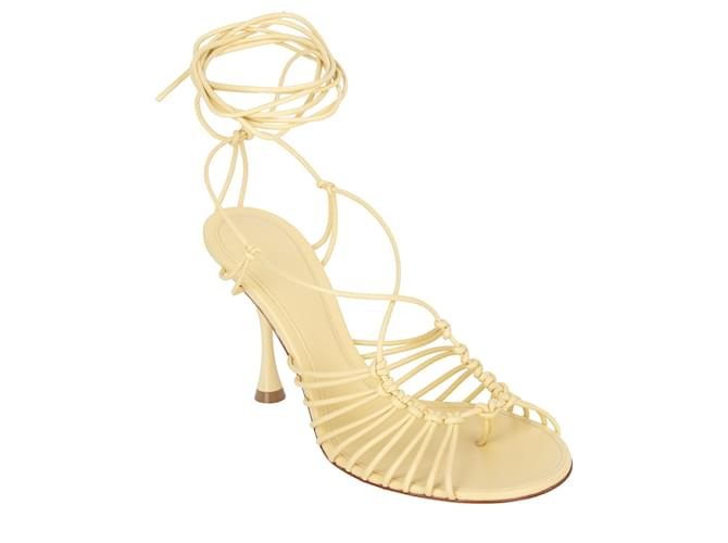 サンダル・ミュール Bottega Veneta Dot Leather Sandals Beige Bottega Veneta Dot Leather Sandals Beige Black Lambskin ref