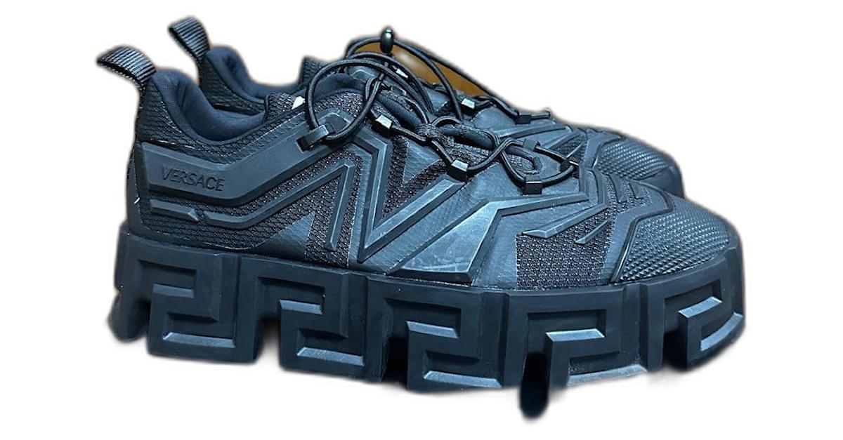 Versace Greca Labyrinth Sneakers Black Leather Polyester