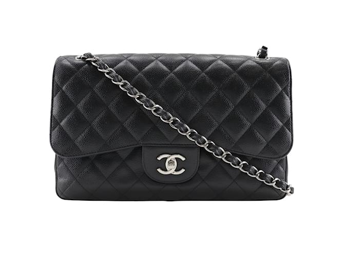 Chanel Deca Matelasse 30 Shoulder Bag Black Leather ref