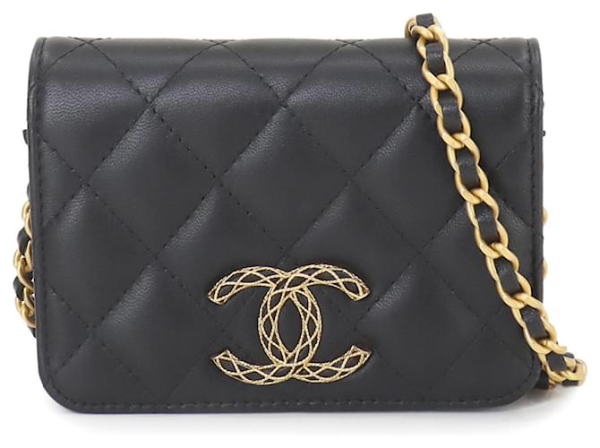 Chanel Matelasse Chain Shoulder Bag Black Leather ref.1861507