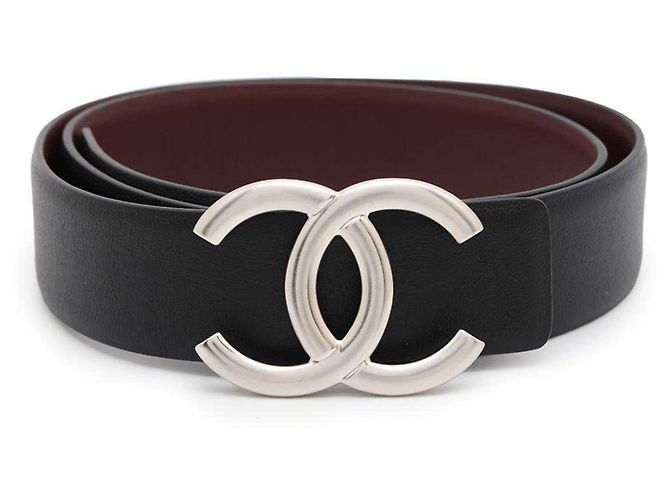 Chanel Reversible Leather Belt Black Dark red ref.JC1863057  display picture 1