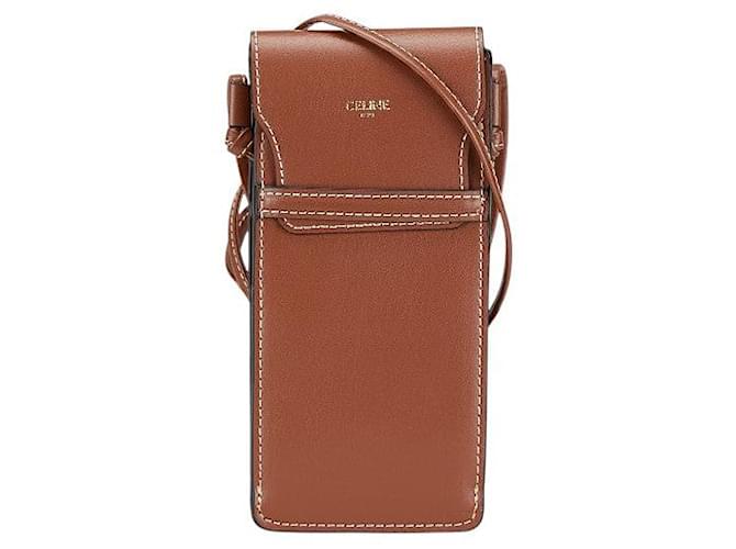 Céline Celine Leather Shoulder Pouch Brown ref.1868075 - Joli Closet