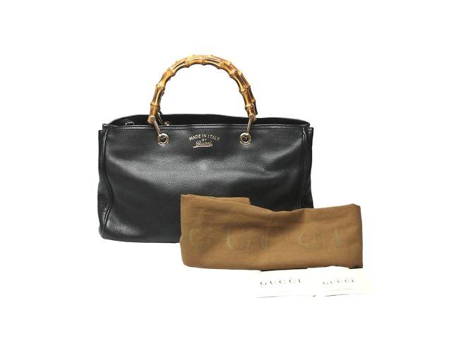 Gucci Black Leather Bamboo Shopper Handbag ref.1872153 - Joli Closet