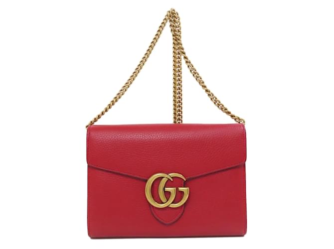 Gucci Red Gucci Metallic Marmont Bag Gucci 401232 GG Marmont Chain