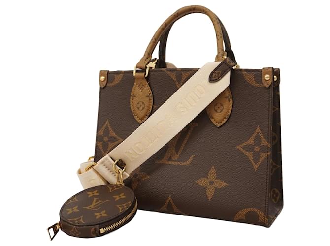 Louis Vuitton Monogram Reverse Giant On The Go PM Tote Bag Brown