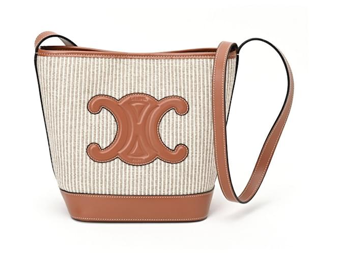 Céline Celine Small Bucket Cuir Triomphe Bag White Grey Leather