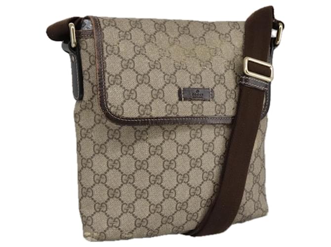 GUCCI GG Supreme Shoulder Bag PVC Beige 223666 Auth 101285