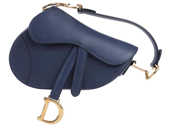Christian Dior Saddle Mini Bag Leather Handbag in Navy Blue ref