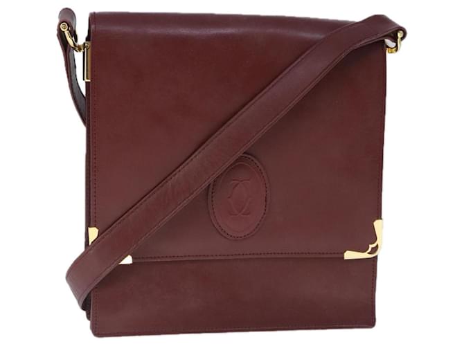 ショルダーバッグ Vintage Cartier Must Line Shoulder Bag Cartier Must Line Shoulder Bag Dark red Leather ref.1452735 - Joli