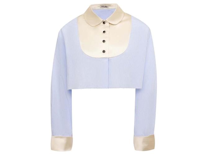 Elegant light blue MIU MIU blouse Beige Silk Cotton ref