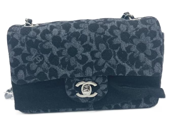 Chanel Matelasse Camellia Motif Denim Shoulder Bag