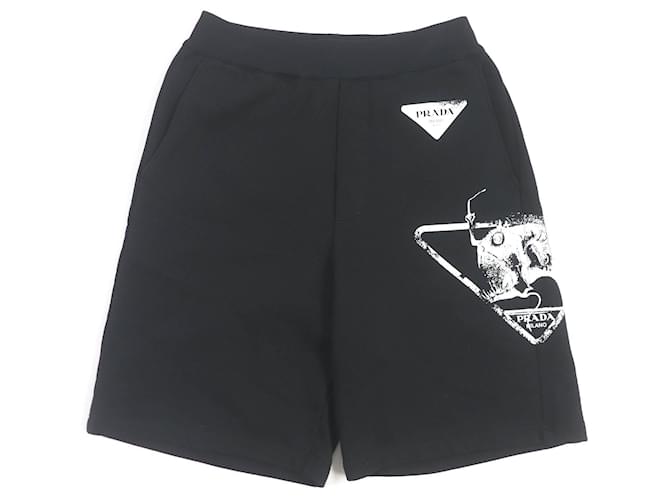 Prada Cotton Triangle Logo Plate Shorts XS Black