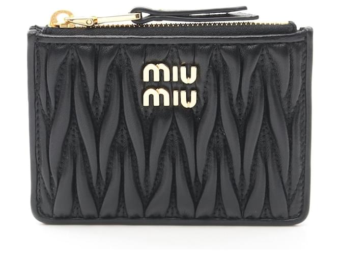 小物 MIU MIU Black Leather Wallet coin case Miu Miu Leather Coin Case Wallet Black ref.1888659 - Joli Closet