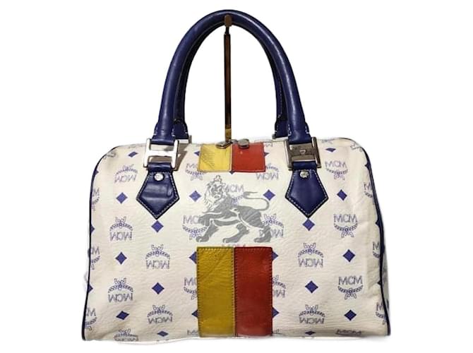 MCM Visetos Princess Lion Coated Canvas and Leather Boston Bag