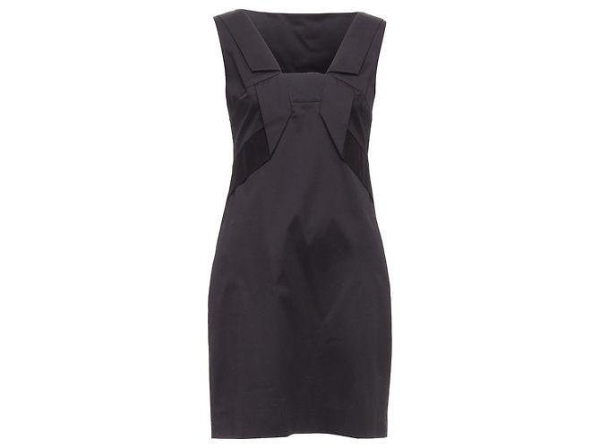 Gucci Cotton Origami Pleat Square Neckline Shift Dress Black ref ...