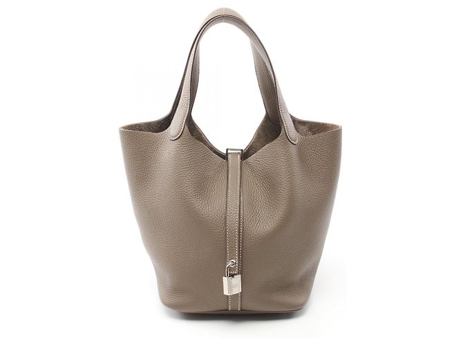 Hermès Hermes Picotin Lock MM Etoupe Handbag Brown Leather ref.1897335 ...