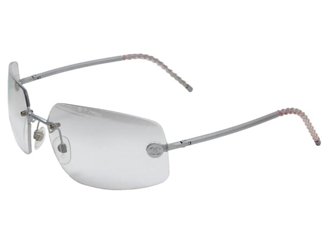 Chanel Rimless Silver Transparent Clear Sunglasses 4035