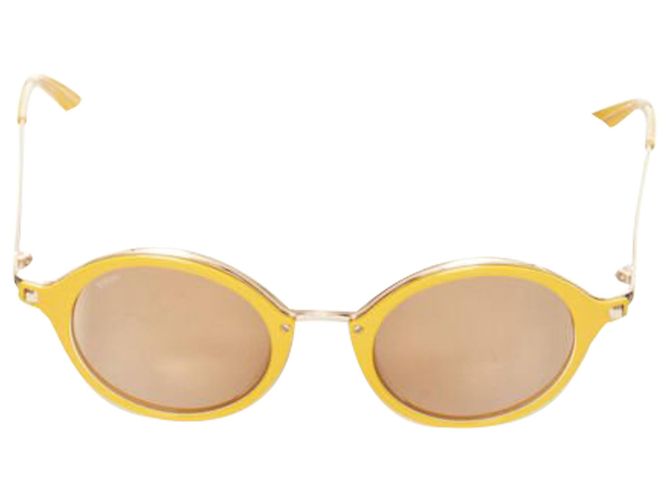 LOEWE SLW450 48 23 L03X yellow round frame brown tint sunglasses LOEWE SLW450 48 23 L03X yellow round frame brown tint  main image 4