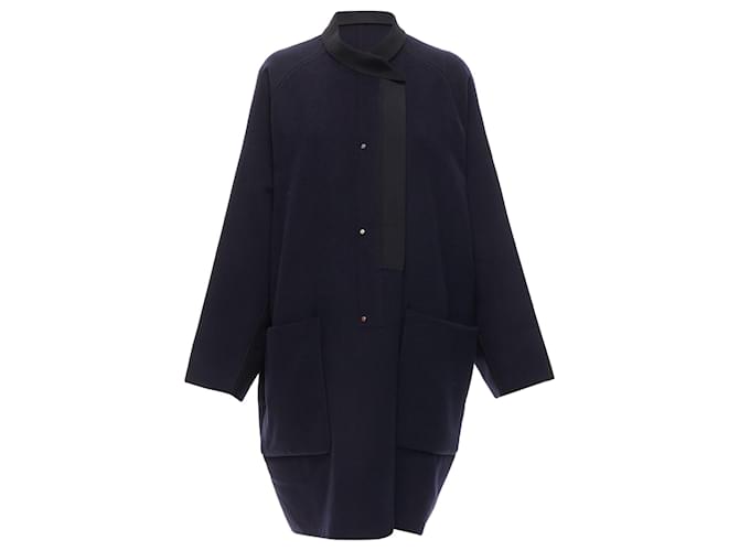 Hermès Hermes Martin Margiela double faced cashmere coat Blue Navy