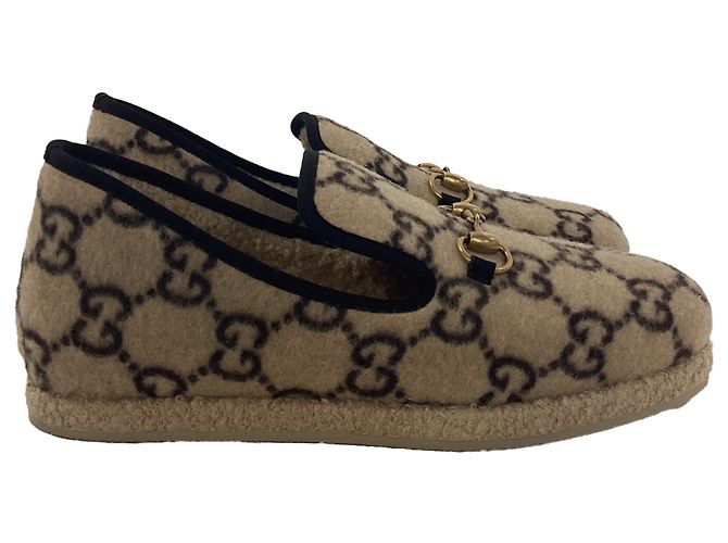 Gucci Covered GG Monogram Fria Horsebit Loafers in Beige  display picture 3